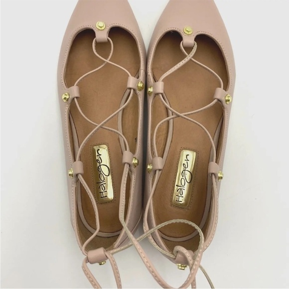 HALOGEN Owen Blush Pink Pointy Toe Leather Lace Up Flats US 4.5M - Picture 6 of 13